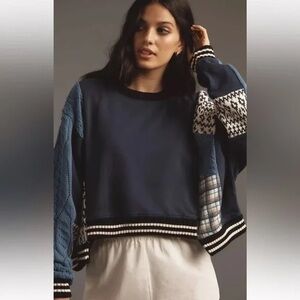 NWT Pilcro Mixed Media Pullover Sweatshirt